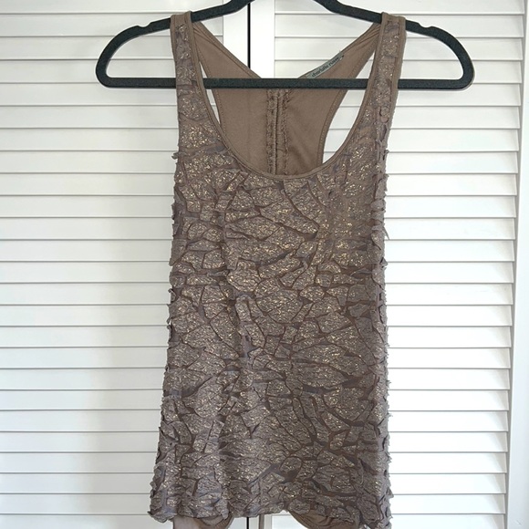 Dressy tank top grey with shimmery gold - Picture 1 of 5